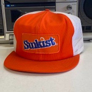 Vintage Sunkist Trucker Hat Mesh Hat adjustable Snap Back cap Orange Made in USA